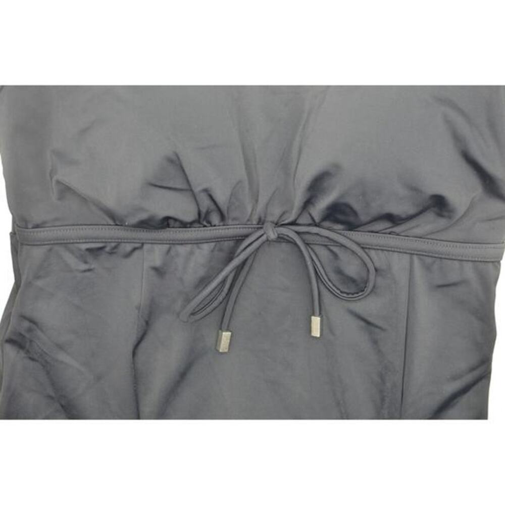 Swim Solutions Women's Plus Black Empire-Waist Swimdress In Black - Picture 4 of 7